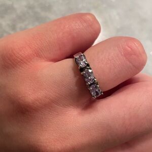 Sterling silver ring with purple stones